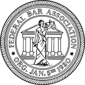 A black and white logo for the federal bar association