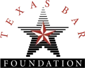 A logo for the texas bar foundation with a star in the center