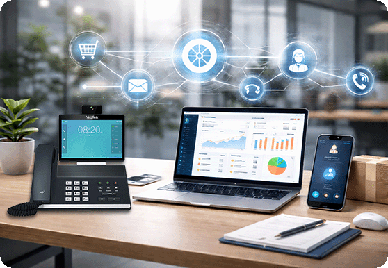 Estate agent receptionist taking calls using phone