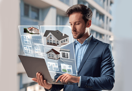 Estate agent receptionist taking calls using phone
