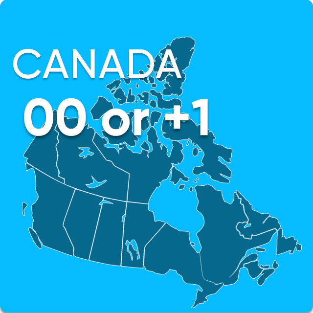 Canada dialing code 00 or +1 from UK