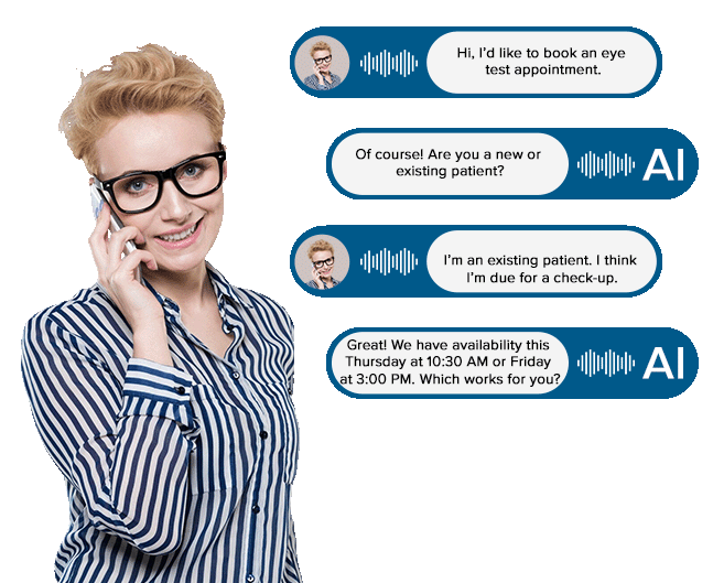 Let our optician AI Receptionist handle your patient calls