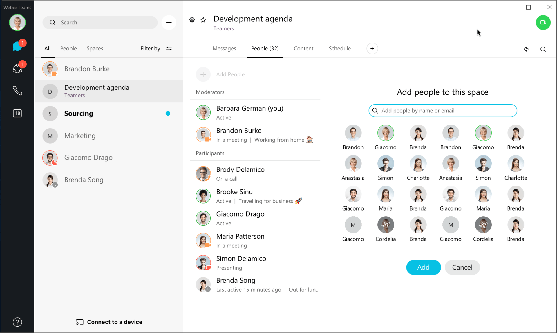 Webex Status of Your Colleagues