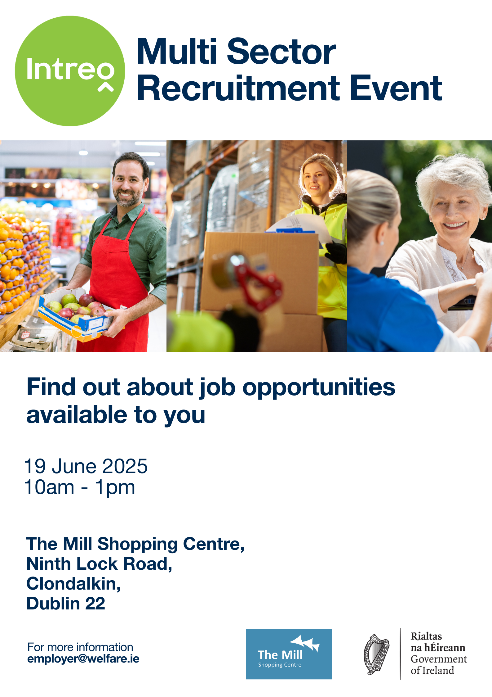 Multi Sector Recruitment Event
Thursday, June 19th 2025
The Mill Shopping Centre
