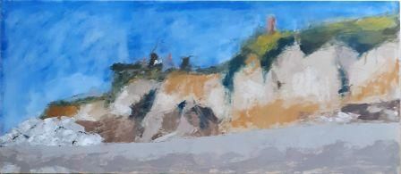 Cliff collapse, East coast, oil painting