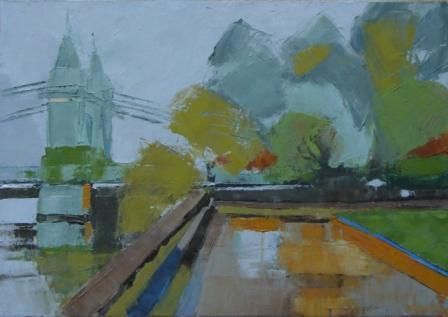 Hammersmith Bridge, Thames, oil painting