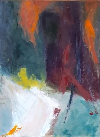 Cornwall, cave, oil painting