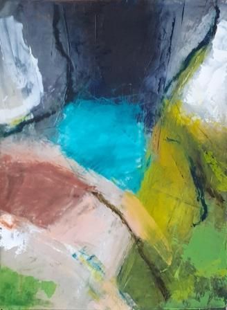 Cornwall, cave, oil painting