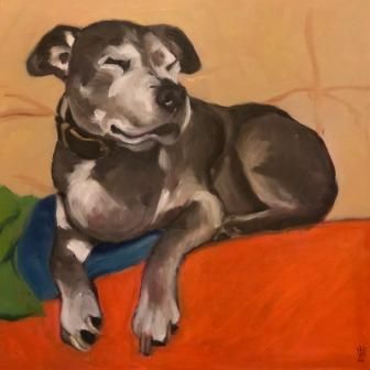 Staffordshire bull terrier, oil painting