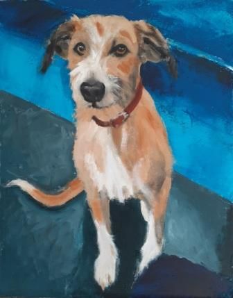Terrier, oil painting