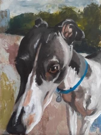 Greyhound, painting