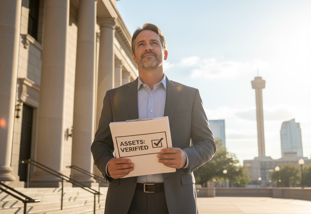 Client experiencing relief after asset search supports favorable case outcome