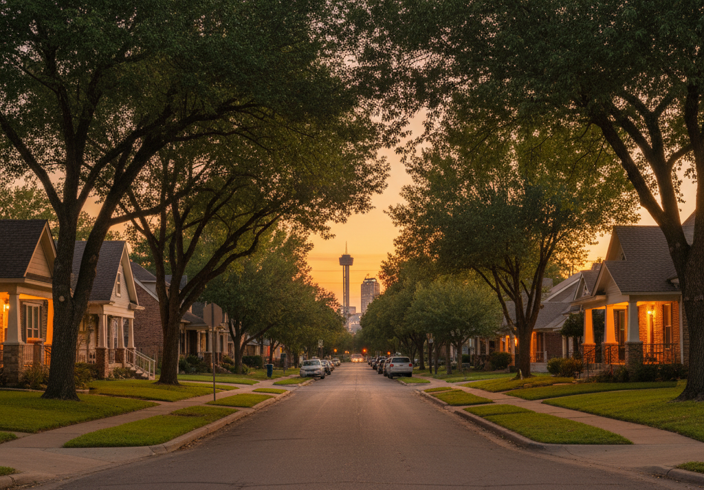 San Antonio neighborhood at dusk—a community we're proud to protect and serve