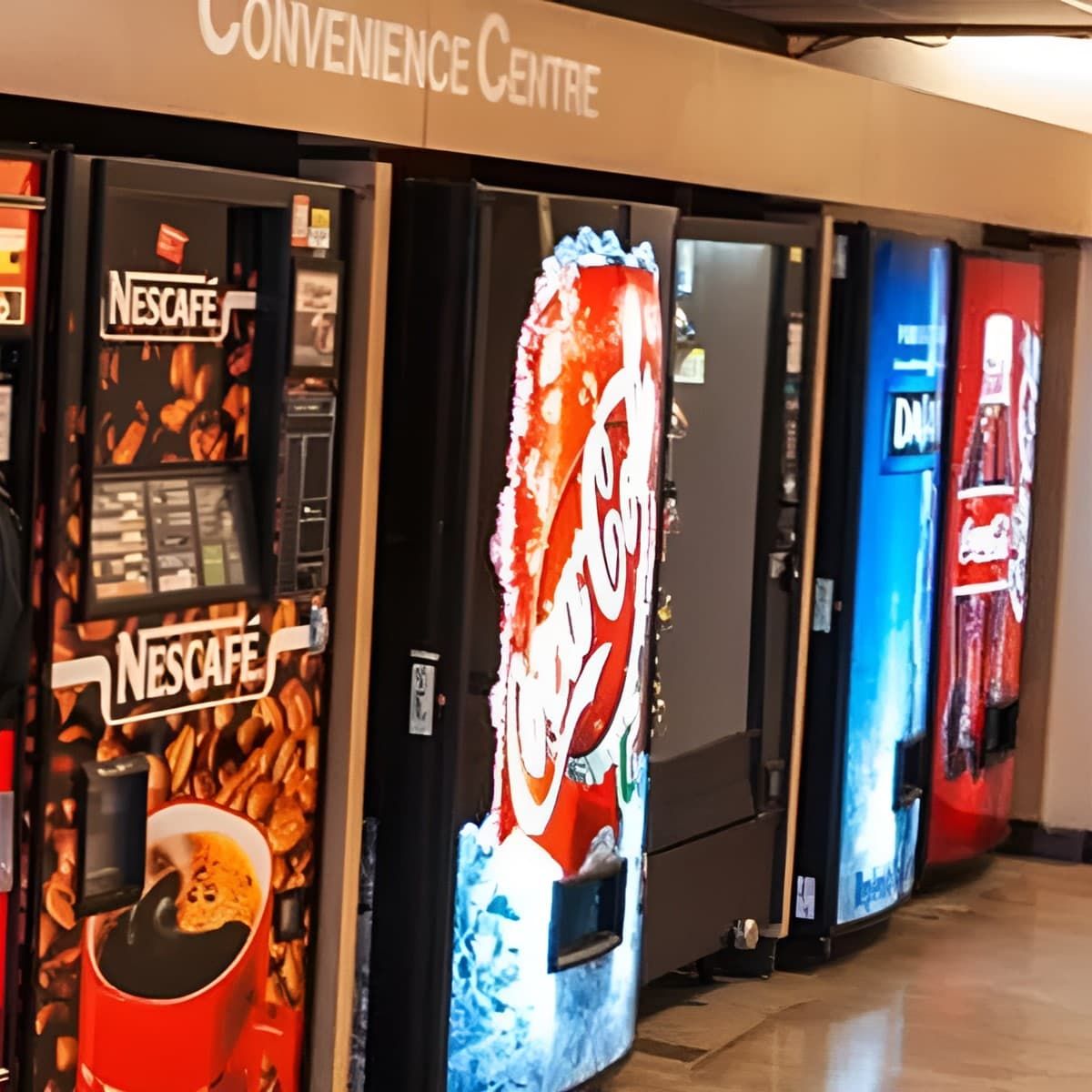 A Row of Vending Machines Including Nescafe and Coca Cola — Central Coast Storage Solutions in Toormina, NSW