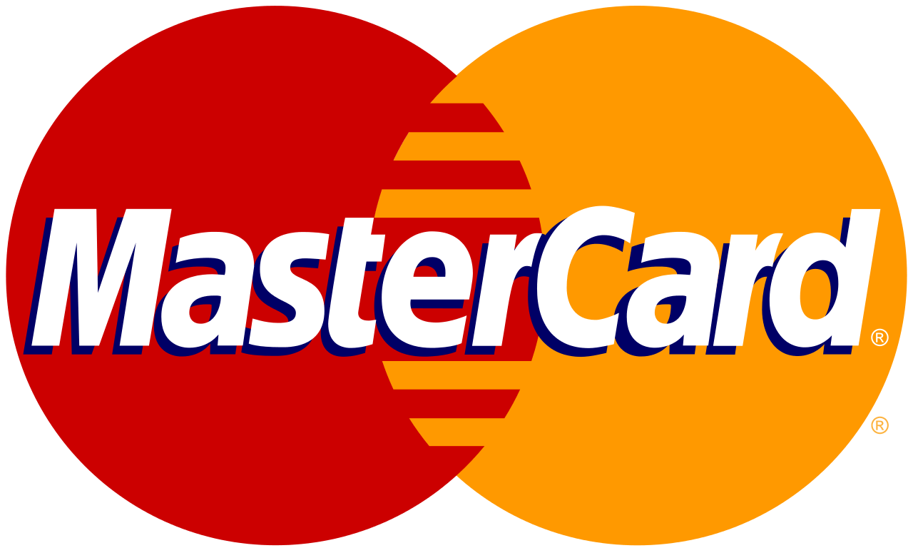 Mastercard logo: red and yellow overlapping circles with the word 