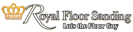 A logo for royal floor sanding with a crown on it