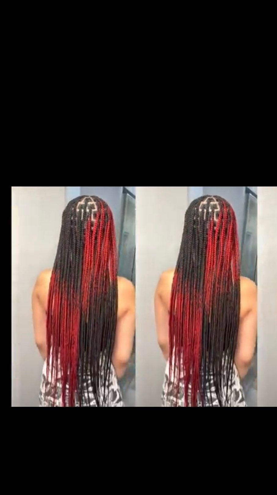 Red And Black Braided | Fayetteville, NC | Fatouisa African Braiding