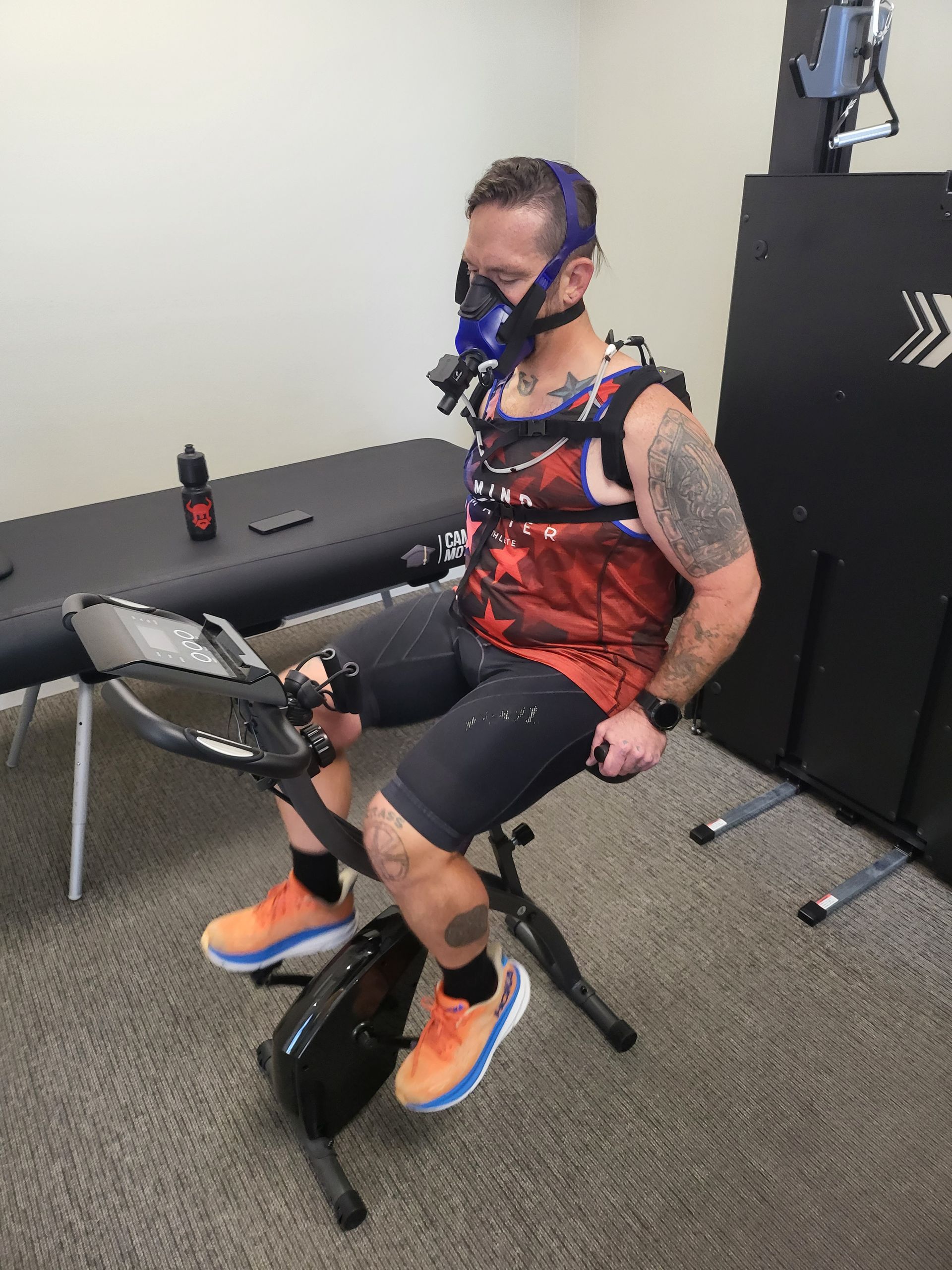 Client at Campus Motion undergoing a VO2 Max Test to biohack his longevity and performance