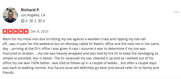 A review for richard p. in los angeles ca