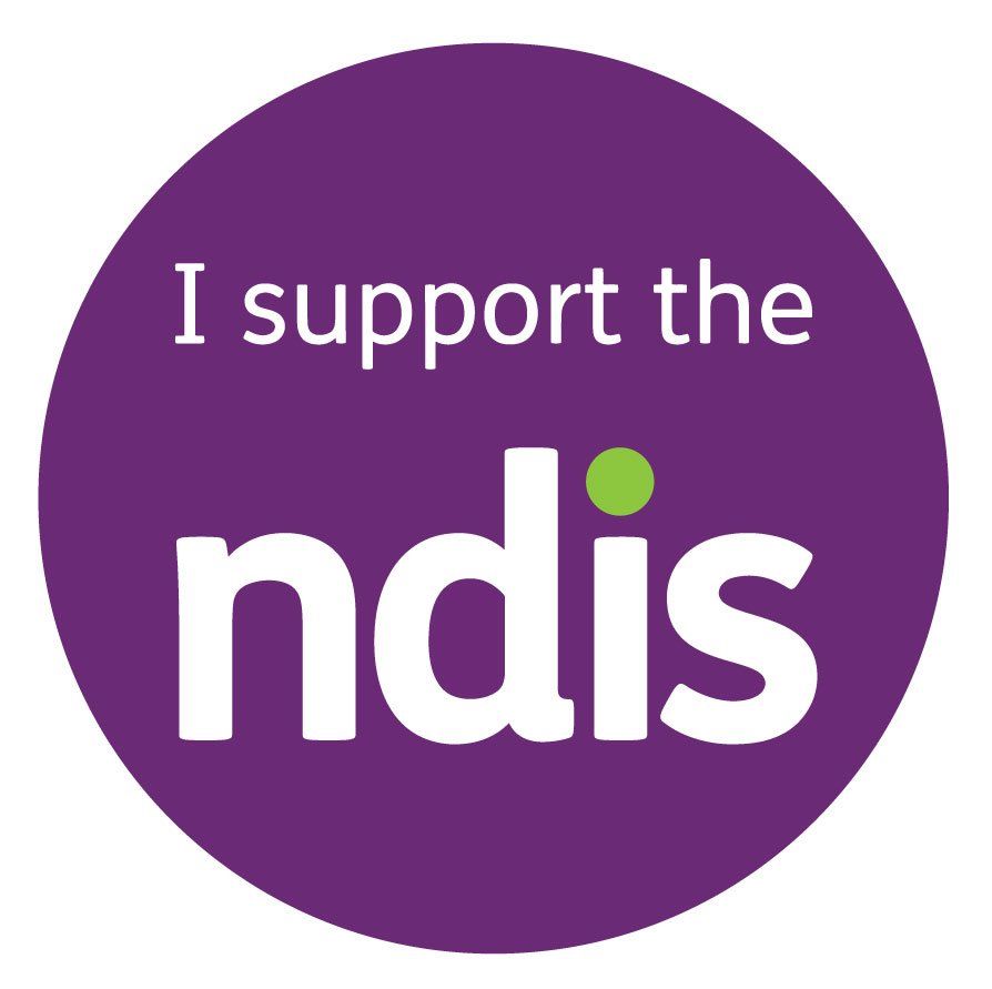 A purple circle with the words `` i support the nds '' on it.