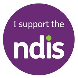 A purple circle with the words `` i support the nds '' on it.