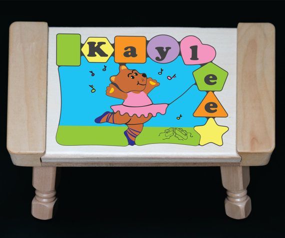Personalized Name Ballerina Bear Theme Puzzle Stool - Pastel - (FREE SHIPPING)