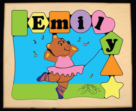 Personalized Name Ballerina Bear Theme Puzzle - Pastel - (FREE SHIPPING)