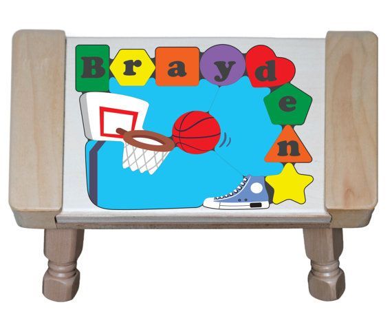 Personalized Name Basketball Theme Puzzle Stool - (FREE SHIPPING)