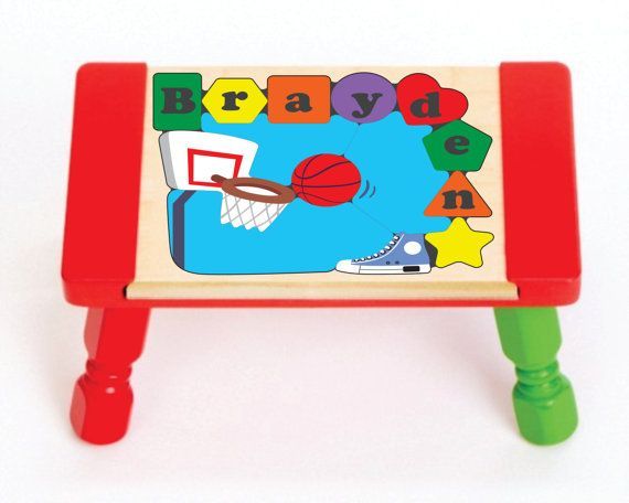 Personalized Name Basketball Theme Puzzle Stool - (FREE SHIPPING)