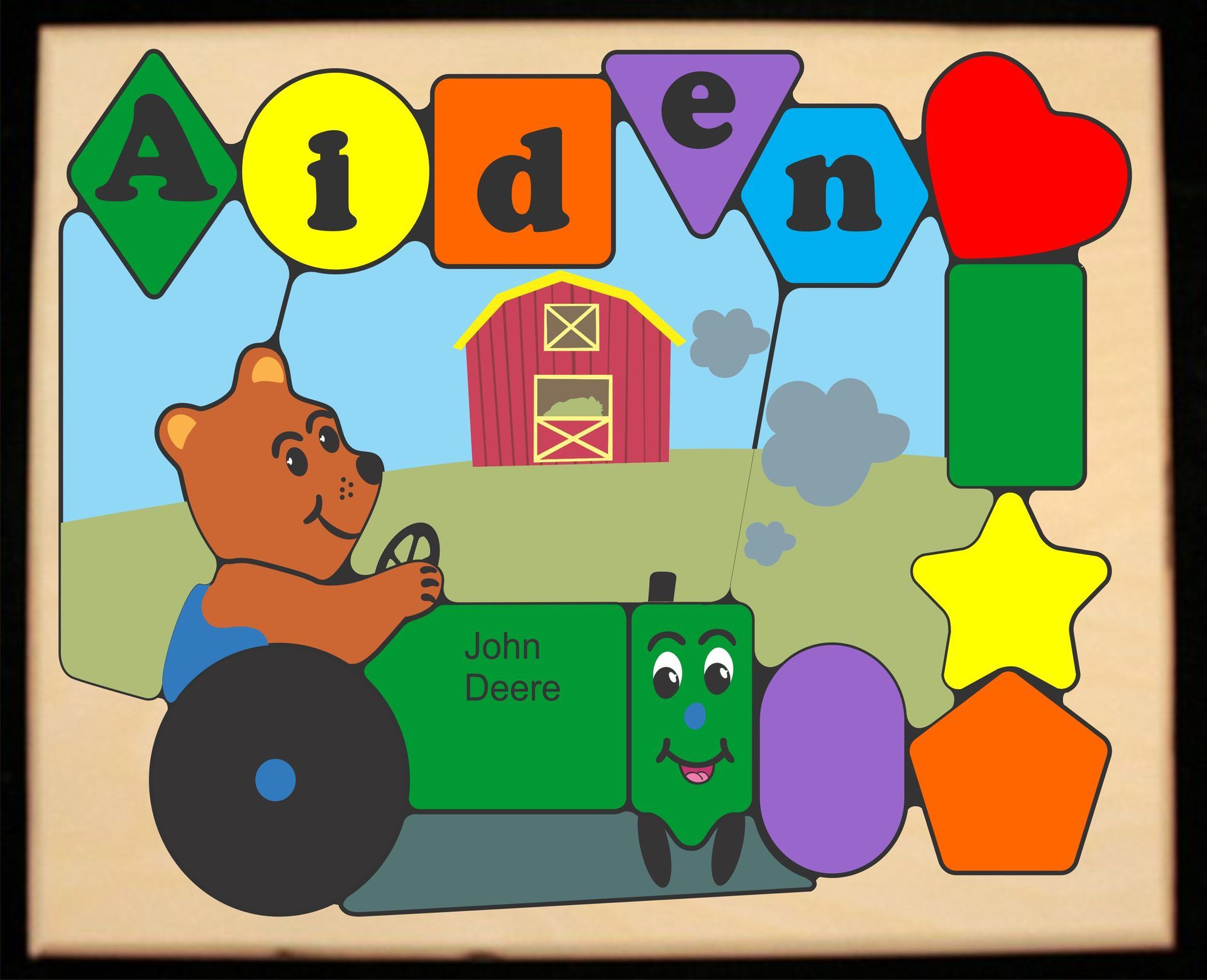 Personalized Name Tractor Bear Theme Puzzle - (FREE SHIPPING)