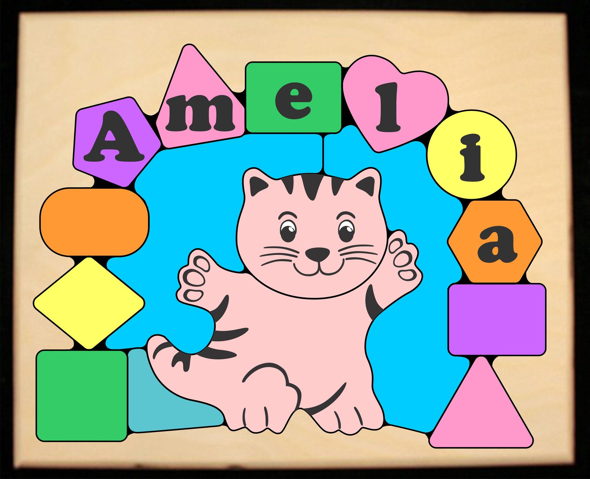 Personalized Name Cat Theme Puzzle - Pastel - (FREE SHIPPING)