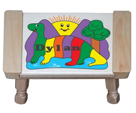 Personalized Name Dinosaur Sun Theme Puzzle Stool - (FREE SHIPPING)