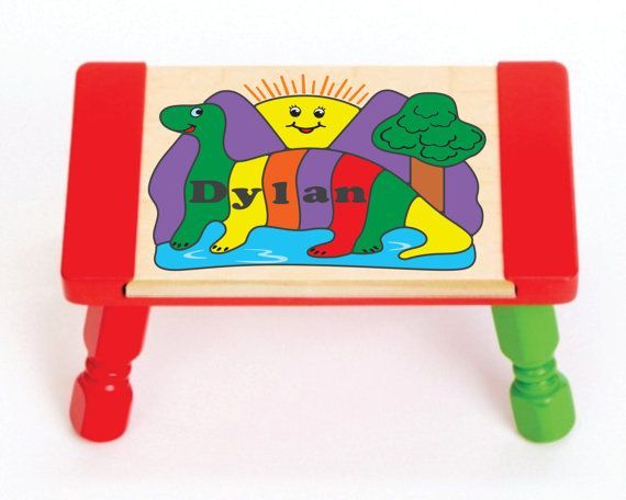 Personalized Name Dinosaur Sun Theme Puzzle Stool - (FREE SHIPPING)