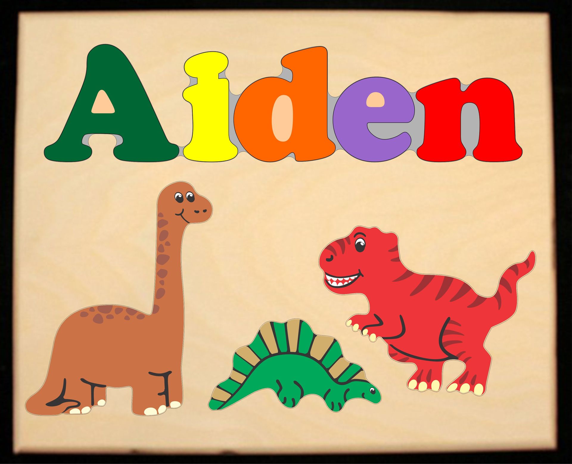 Custom Name(s) Dinosaur Animals Theme Puzzle in upper and lower case letters - Primary or Pastel, (FREE SHIPPING)