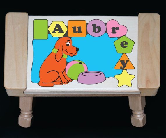 Personalized Name Dog Theme Puzzle Stool Pastel (FREE SHIPPING)