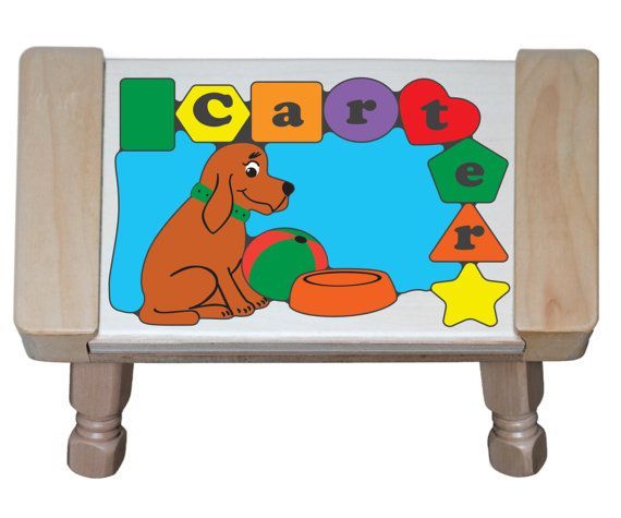Personalized Name Dog Theme Puzzle Stool - Primary (FREE SHIPPING)