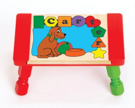 Personalized Name Dog Theme Puzzle Stool - Primary (FREE SHIPPING)