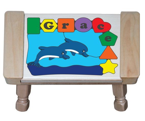 Personalized Name Orca Whale Theme Puzzle Stool - (FREE SHIPPING)
