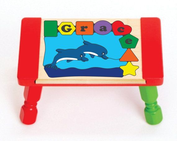 Personalized Name Orca Whale Theme Puzzle Stool - (FREE SHIPPING)