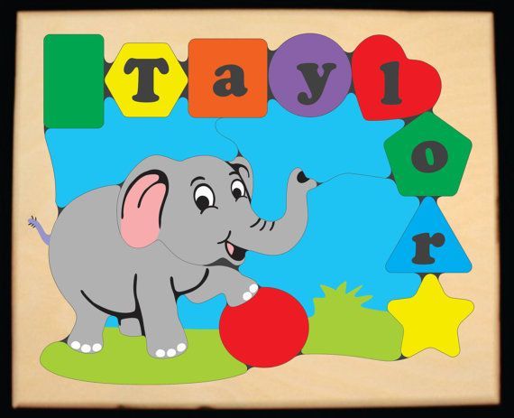Personalized Name Elephant Theme Puzzle - (FREE SHIPPING)