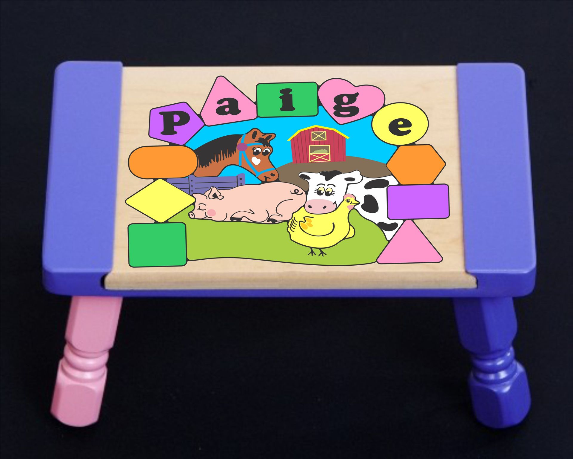 Personalized Name Noah's Ark Theme Puzzle Stool- Pastel - (FREE SHIPPING)