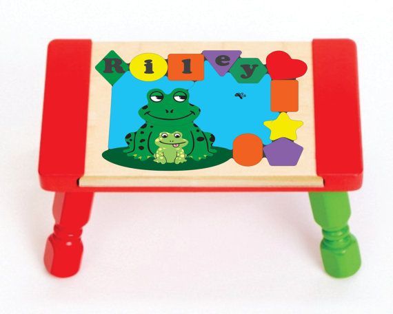 Personalized Name Frog Theme Puzzle Stool - (FREE SHIPPING)