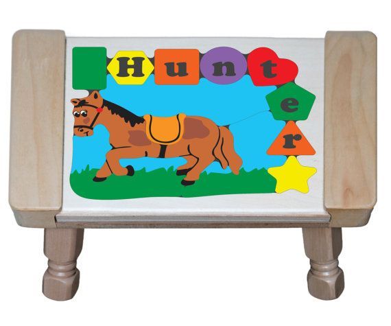 Personalized Name Horse Theme Puzzle Stool - Primary (FREE SHIPPING)