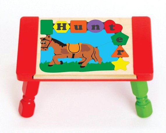 Personalized Name Horse Theme Puzzle Stool - Primary (FREE SHIPPING)