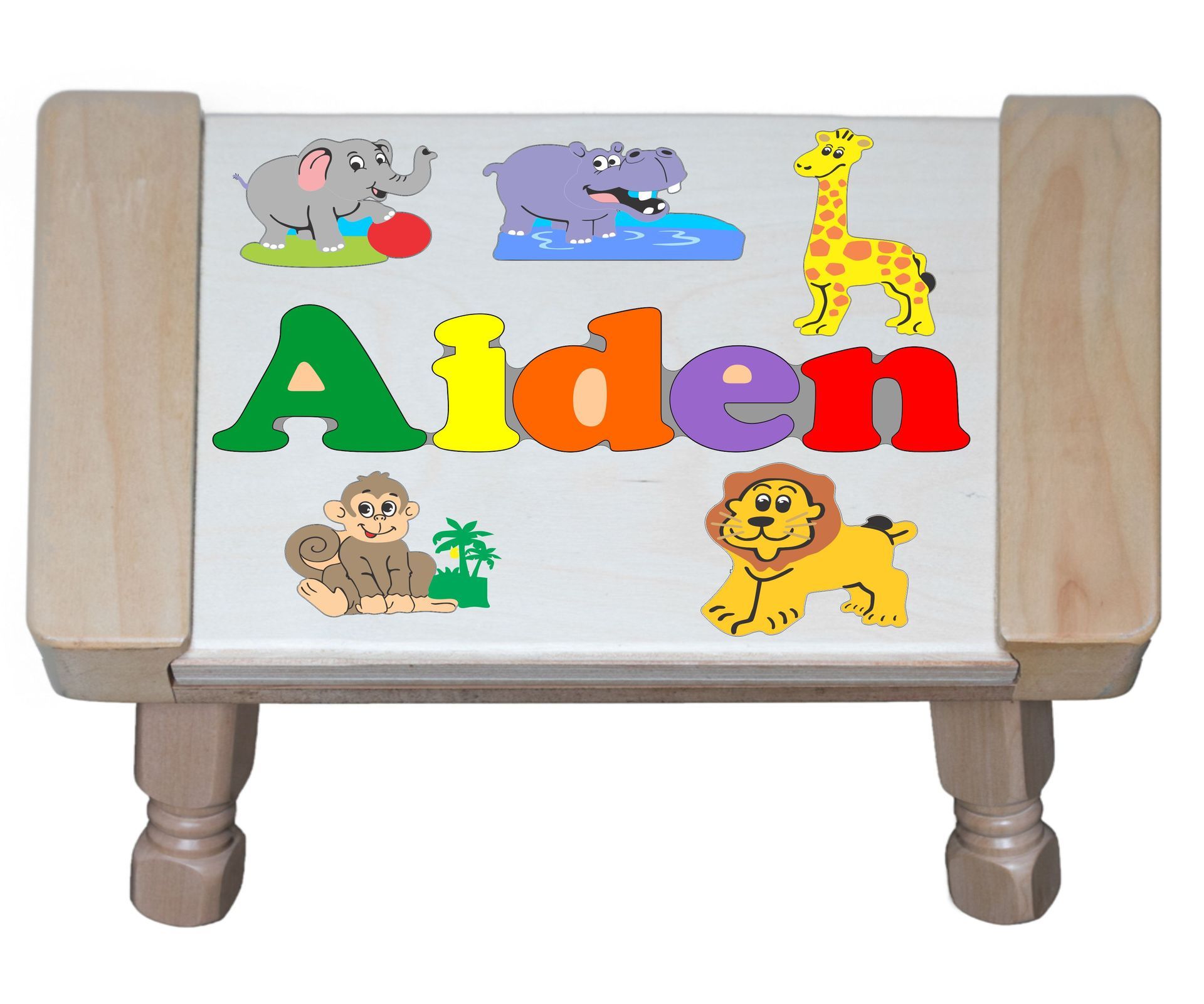 Custom Name(s) Jungle Zoo Animals Theme Puzzle in upper and lower case letters - Primary or Pastel, (FREE SHIPPING)
