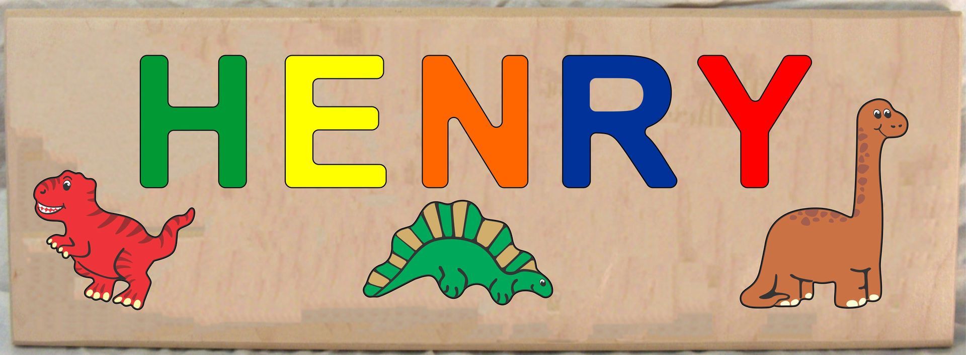 CUSTOM LONG BOARD NAME DINOSAUR ANIMALS THEME PUZZLE - PRIMARY OR PASTEL, (FREE SHIPPING)