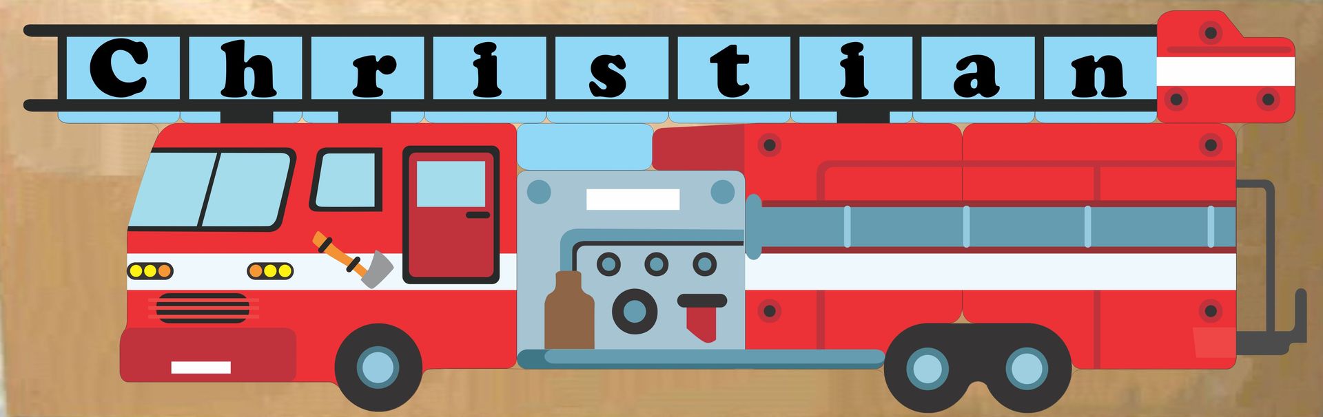 Personalized Name Long Fire Truck Theme Puzzle - (FREE SHIPPING)