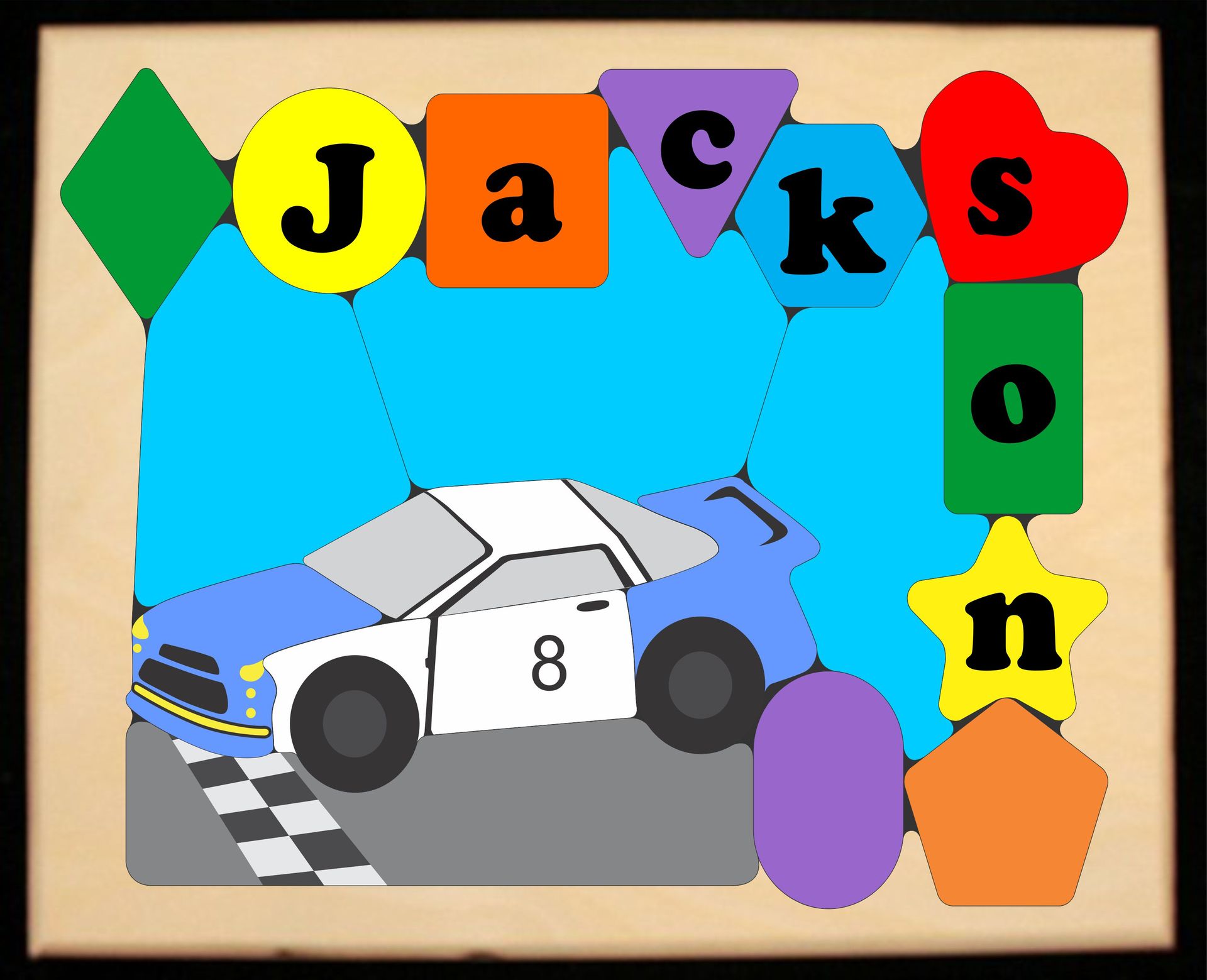 Personalized Name NAS Car Theme Puzzle (FREE SHIPPING)