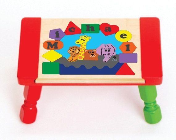 Personalized Name Noah's Ark Theme Puzzle Stool - Primary (FREE SHIPPING)