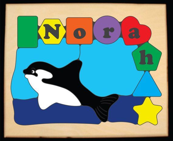 Personalized Name Orca Whale Theme Puzzle - (FREE SHIPPING)